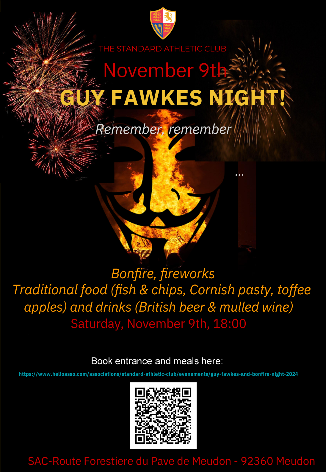 Standard Athletic Club - Guy Fawkes and Bonfire Night - Saturday ...
