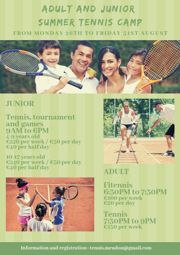 Summer tennis camp adult junior