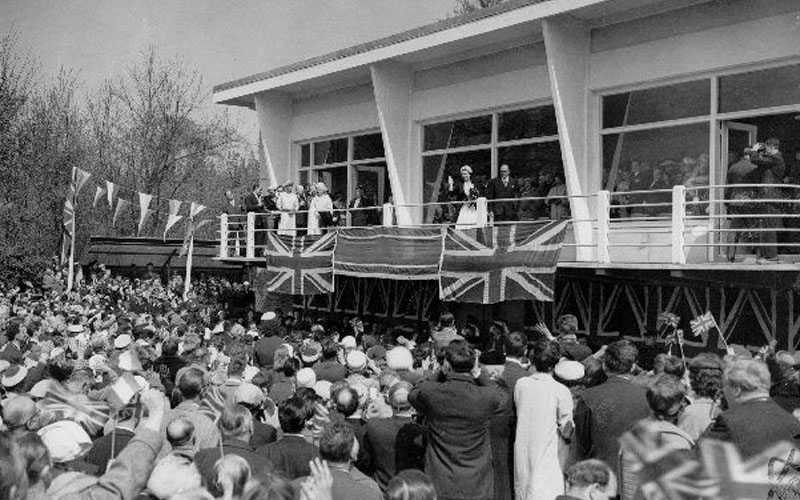 HM Queen Elizabeth II inaugurates the new clubhouse in April 1957